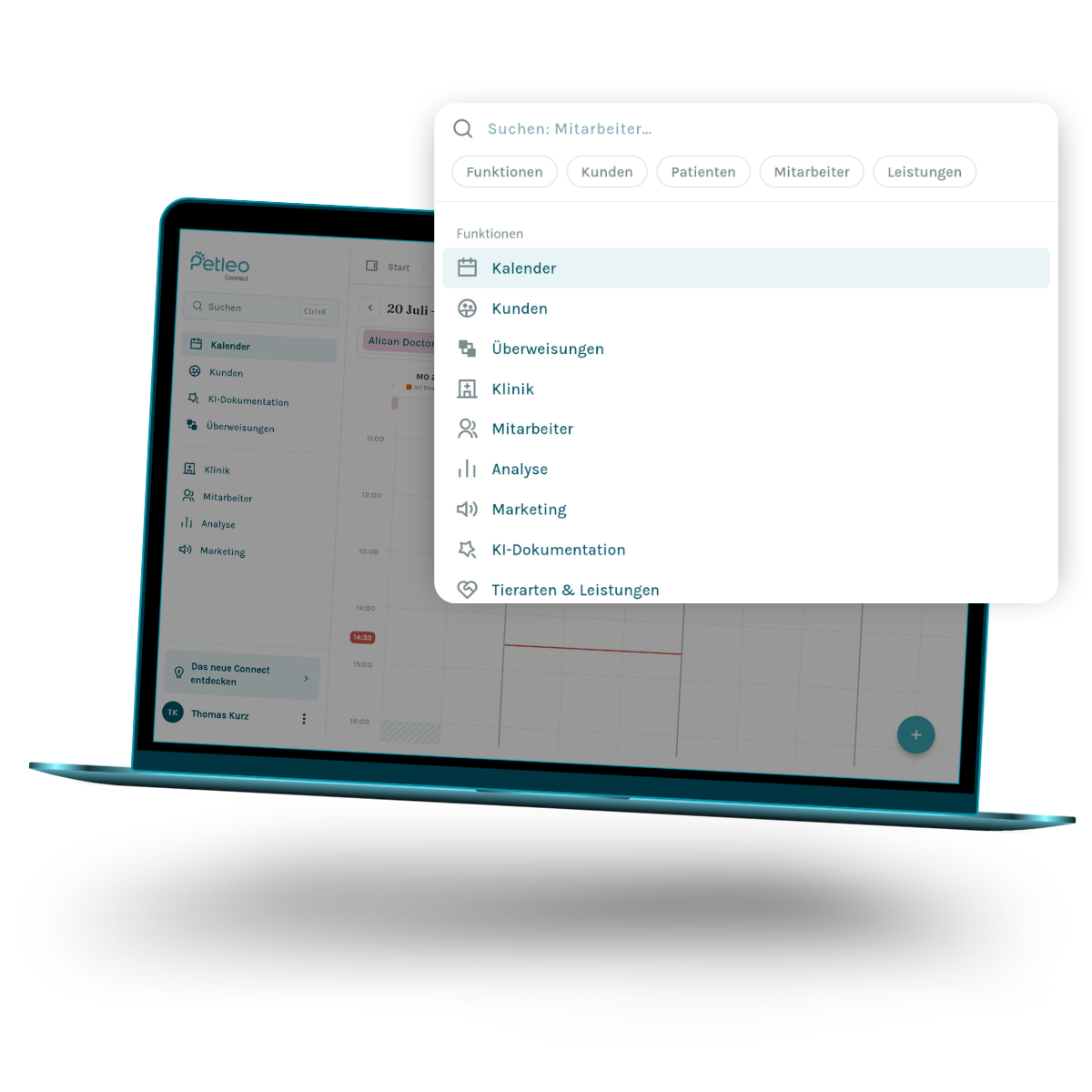 Universelle Suchfunktion in Petleo Connect 3.0